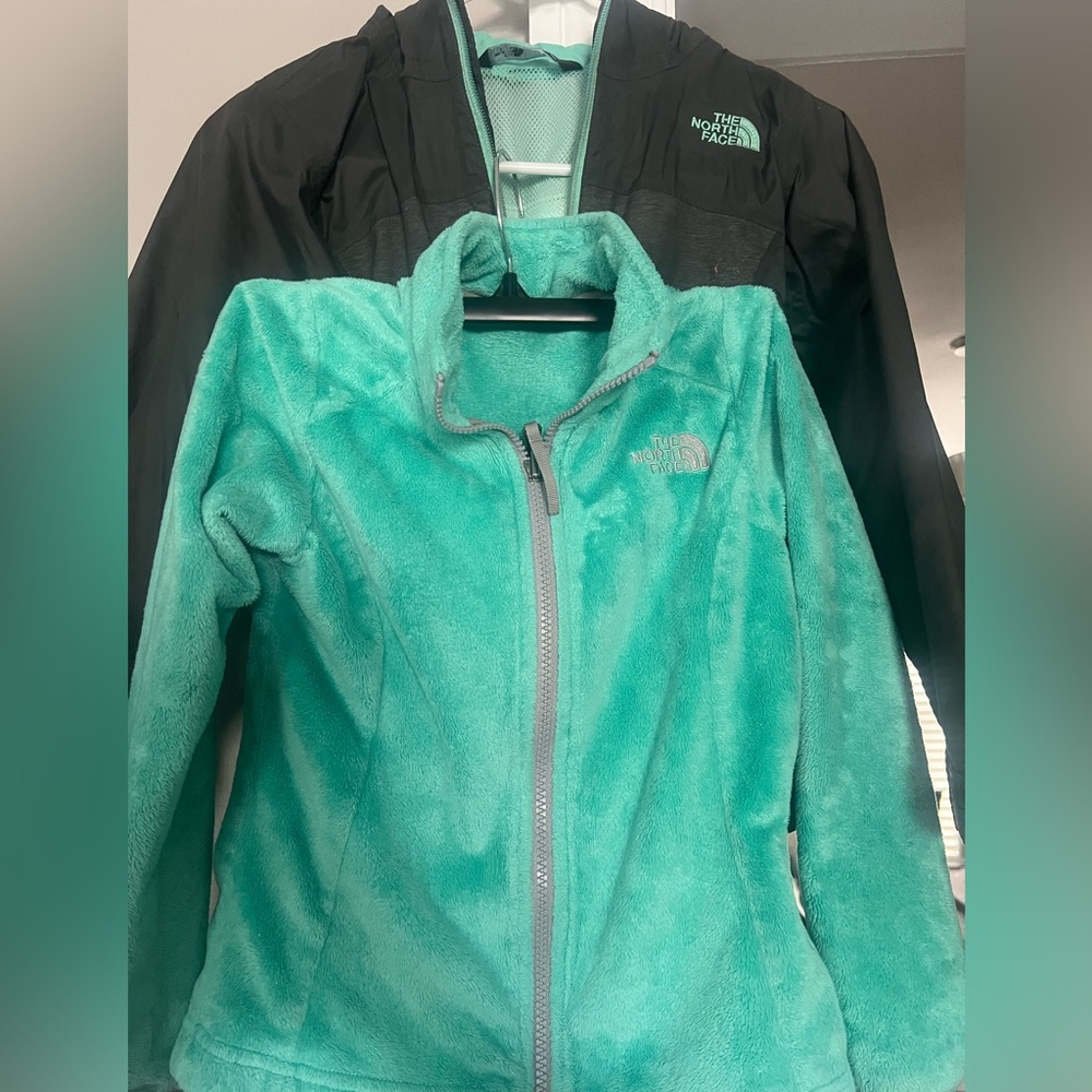 The North Face Black and Teal Winter Coat with Zip in/out Jacket